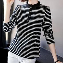 Middle-aged and elderly undershirt _ Striped long-sleeved