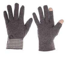 Plain Fancy Screen Touch Gloves Fur Inside Grey