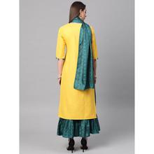 Gerua - Women Yellow & Green Solid Kurta with Palazzos &