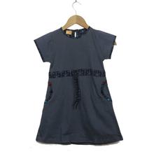 Grey 100% Cotton Dress For Girls - CDR3094