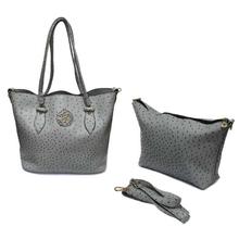 Grey Textured 2 In 1 Handbag For Women