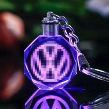 K9 Crystal Car Logo Key Chain Laser Engraved Colorful LED Light Key Ring Glass Keychain Decoration Accessories Pendant Gift