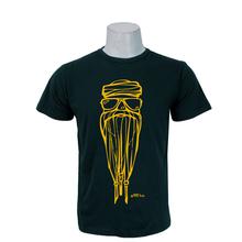 Wosa - Dark Green Round Neck Cool Guy With Beard Print Half Sleeve Tshirt for Men