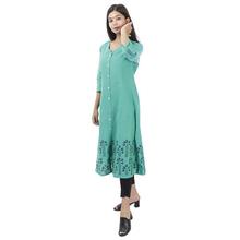 Green Long Kurti With 'A' cut