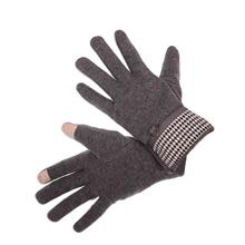 Plain Fancy Screen Touch Gloves Fur Inside Grey