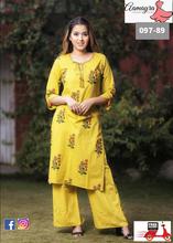 Printed mustard kurti with  plazo set