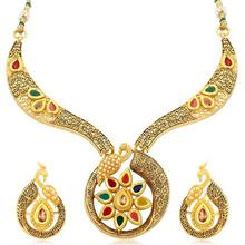 Sukkhi Classy Multicolour Gold Plated Peacock Necklace Set