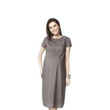 Nine Maternity Grey Printed Nursing Dress For Women