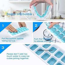 Silicone BPA Less Reusable Ice Cube Trays with Removable Lid