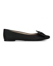 Carlton London Black Textured Bow Belly Shoes For Women (CLCLL-4399BLK)