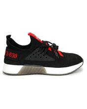 Black/Red Casual Lace-Up Running Shoes For Men - 2222