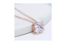 Rose Gold Plated Unique Square Design Crystal Design Necklace