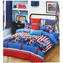 Multicolored Captain America Printed Medium Bed Sheet With 2 Pillow Covers