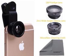 3 in 1 Universal Clip-On Lenses Kit (Black) With FishEye Lens+Macro+Wide Angle Lens