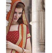 Printed Georgette Orange Fancy Saree with Blouse for Women