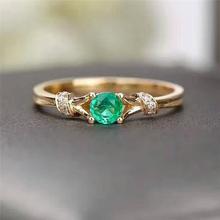 Fashion Gold Color Wedding Rings Female Jewelry with Green