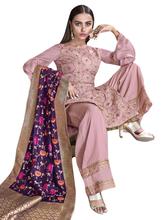 Stylee Lifestyle Pink Satin Embroidered Dress Material (2277)