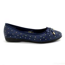 DMK Navy Blue Studded Pump Flat Shoes for Women - 97160