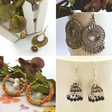 Combo of 4 Small & Medium Sized Traditional Style Earrings for Women