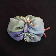 Floral Designed With Beads Hair Clip For Women - Blue