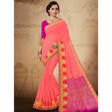 Stylee Lifestyle Pink Banarasi Silk Jacquard Saree (1847)