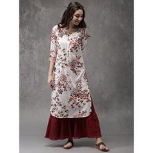 Women White Printed A-Line Kurta