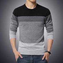 M-3XL 2019 Winter Casual Men's Sweater O-Neck Striped Slim