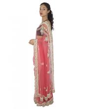 Net Pink Sari With Diamond Work