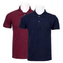 Pack Of 2 100% Cotton Polo T-Shirt For Men - Maroon/Navy Blue