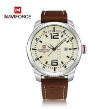 Naviforce NF9063M White Dial/Brown Strap Analog Watch For Men