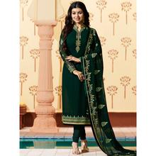 Stylee Lifestyle Green Georgette Embroidered Dress Material - 1884