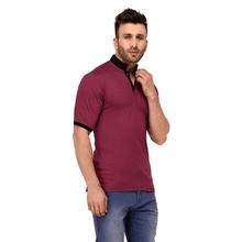 9ZEUS Half Sleeve Slim Fit 100% Cotton Dark Pink with Collar T-Shirt for Men