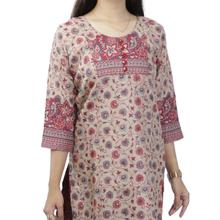 Red/Beige Floral Printed Woolen Vela Kurti And Leggings Set For Women