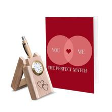 TiedRibbons® Valentines Day Gifts for Men Wooden Penstand(Clock