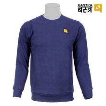 Navy Solid Cotton Fleece Sweatshirt For Men