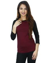 Black/Maroon Baseball T-Shirt For Women