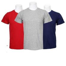 Pack Of 3 Plain 100% Cotton T-Shirt For Men-Red/Grey/Blue