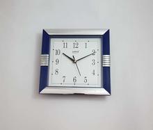 Lotus Quartz Blue and Silver Square Analog Wall clock-Model 7519