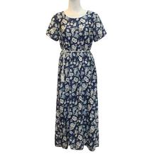 Navy Blue Floral Printed Maxi Dress For Women