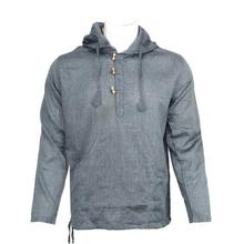 Dark Grey Hooded Kurta Shirt For Men