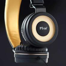 PTron Mamba Stereo Wired Headphone With Mic For All Smartphones (Black/Gold)