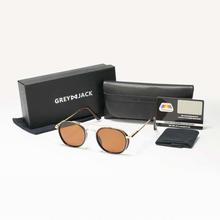 GREY JACK Brown Lens Polarized Round Sunglasses (Unisex)