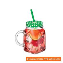 Pasabahce 80388 Jar With Handle And With Straw, 45 Cl- Transparent/Green