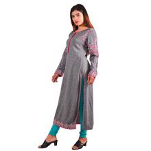 Paislei grey embroidered A-line Kurti for women -AW-1920-30