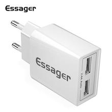 Essager Dual USB Charger 5V 2.4A Fast Charging Travel Wall Charger For iPhone XS Samsung Xiaomi EU Adapter Mobile Phone Charger