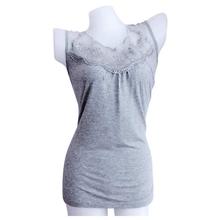 Women's Front Lace Decorated Natural Cotton Knitted Camisole Top