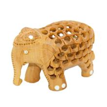 Light Yellow Small Decorative Wooden Elephant