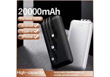 SILVIA - 20000 mAh  Portable  Power Bank with 3 In 1 Built In Cable ( Android , iPhone and Type C ) and Mobile Stand