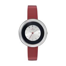 Titan 2482SL01 Red Leather Strap Analog Watch For Women