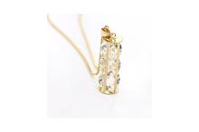 Gold Toned Cylinder Pendant Crystal Zircon Necklace